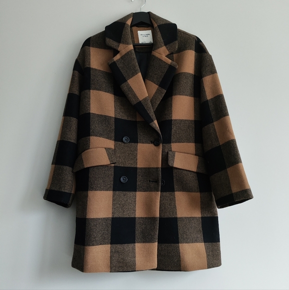 Abercrombie & Fitch checked wool blend coat - Picture 2 of 7